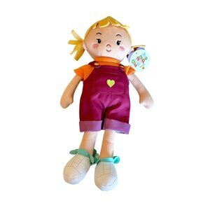 Giggle Scape Soft Baby Doll NEW Overalls Pigtails Blonde Stuffed Orange Pink
